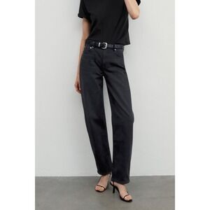 AYR The Getup 25S Film Noir Washed Black Barrel Leg Jeans Short Inseam